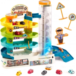 Parking garage with 4 levels, electric elevator and 6 cars