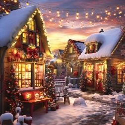 ALIPSON Square Puzzle Christmas House 1000 Pieces