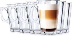 Latte Glasses with Handle 255 ml – Set of 6