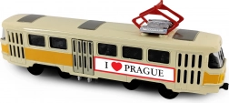 Metalen retrotram PRAGUE T3 16 cm met terugtrekmotor