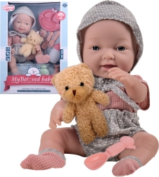 Babypop 36 cm met outfit, teddybeer en voedingsaccessoires WOOPIE ROYAL