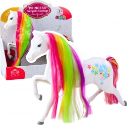 White Fairy Horse with Rainbow Mane