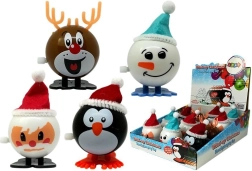 Set of Wind-Up Christmas Toys – Penguin, Reindeer, Snowman and Santa, 12 pcs