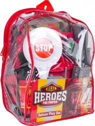 Mega set voor kleine brandweerman in transparante rugzak (18-delig)