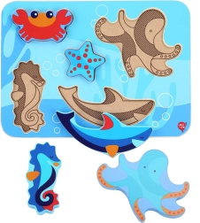 Puzzle encastrable en bois Sea World – LUCY & LEO, 6 pièces