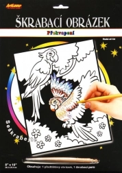 Krasplaatje met verrassing Twee papegaaien 20x25 cm