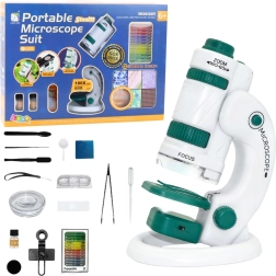 Portable educational microscope for kids 2-in-1 60x/180x with accessories
