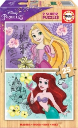 EDUCA Wooden Puzzle Disney Princesses Rapunzel and ARIEL 2×25 pieces