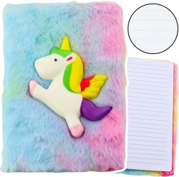 Colorful Plush Notebook with 3D Unicorn