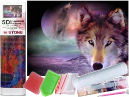 Diamantschilderen van een wolf kijk 30x40 cm