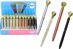 Ballpoint pen with diamond, polka dots, blue ink 0.7 mm (assorted colors)