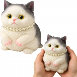Chaton sensoriel anti-stress à presser avec perles, blanc-gris 15 cm