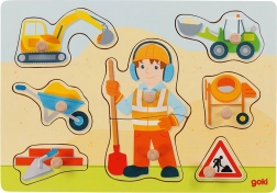 Houten inlegpuzzel bouwvakker GOKI