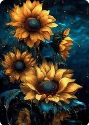 Diamantmalerei Sonnenblumen bei Nacht 30 × 40 cm