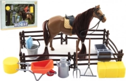 Grooming plastic horse with accessories and fence