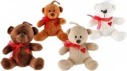 Pluche teddybeer met strik en hart 12 cm