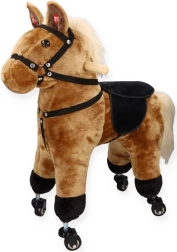 Brown ride-on horse with wheels