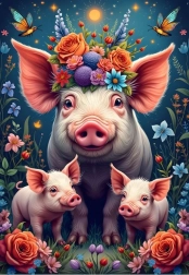 Pig Family Stroll Puzzle 1000 Pieces