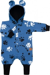 Babykatoenen overall met capuchon en oortjes NEW BABY, blauw