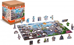 Houten puzzel Drukke Parijs 2in1, 150 stukjes