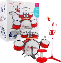 Muziekset voor kinderen met drums, keyboard en microfoon 3+ – Rood
