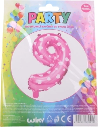 Opblaasbare ballon nummer 9 roze met hartjes
