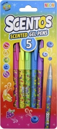 SCENTOS Neon gelpennen met fruitgeur, set van 5 stuks