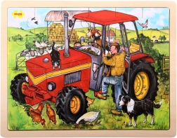 Houten puzzel tractor 24 stukjes BIGJIGS TOYS
