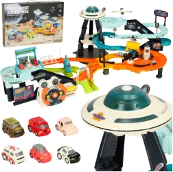 Ruimte racebaan met stuurwiel