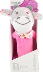 Piepend rammelaartje roze koe voor baby’s