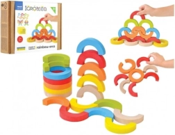 Mosaïque d’équilibre en bois arcs-en-ciel 24 pièces