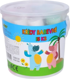 Colored sidewalk chalk in a bucket, 15 pcs