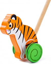 Houten duw- en trekdier tijger BIGJIGS BABY