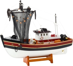 Dekoratives Modell eines Fischerbootes mit Fangnetz 38x31cm