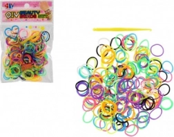 Colorful loom bands for bracelet making with a hook, 200 pcs (bag 8.5 × 13 cm)