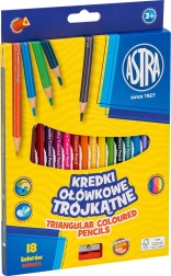 Crayons de couleur triangulaires Astra 18 pcs avec taille-crayon