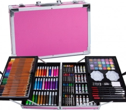 Art Supplies Set in a Case, 145 Pieces – Pink