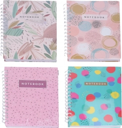 Spiraalblok A5, gelijnd, 100 pagina’s, mix van motieven