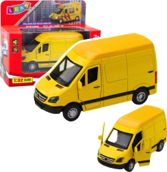 Metalen bestelwagen 1:32 met pull-back aandrijving, licht en geluid – geel