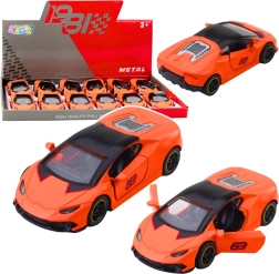 Metal sports toy car 1:43 with pull-back drive, orange