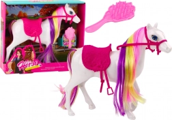 White grooming horse with saddle – figurine for kids