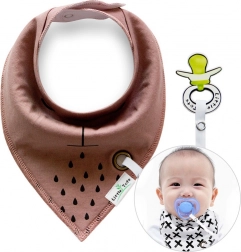 Bruine baby sjaal/slab met fopspeenhouder