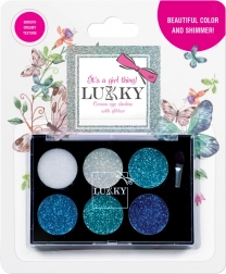 Lukky Cream Eye Shadows with Glitter and Brush - 6 Colors