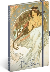 Notitieboek NOTIQUE Alfons Mucha – Muziek, gelijnd, 13 × 21 cm