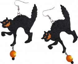 Witch Cat Earrings for Halloween