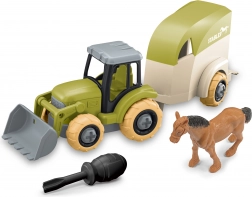 Schroeftractor met paardenaanhanger – bouwset voor kinderen 3+