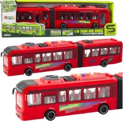 Gelede bus 1:16 met licht, geluid en te openen deuren – rood
