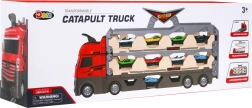 Set 3-in-1 – vrachtwagen met platform en katapult voor autootjes, 3+
