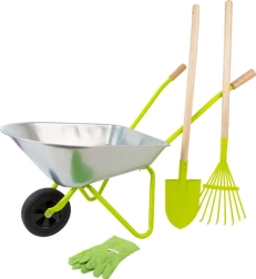 Kinder-tuinset met kruiwagen, schep, hark en handschoenen SMALL FOOT