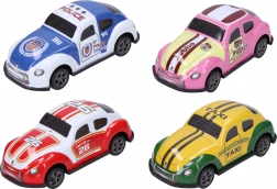 Set van 4 metalen raceautootjes, 7 cm, met terugtrekmechanisme